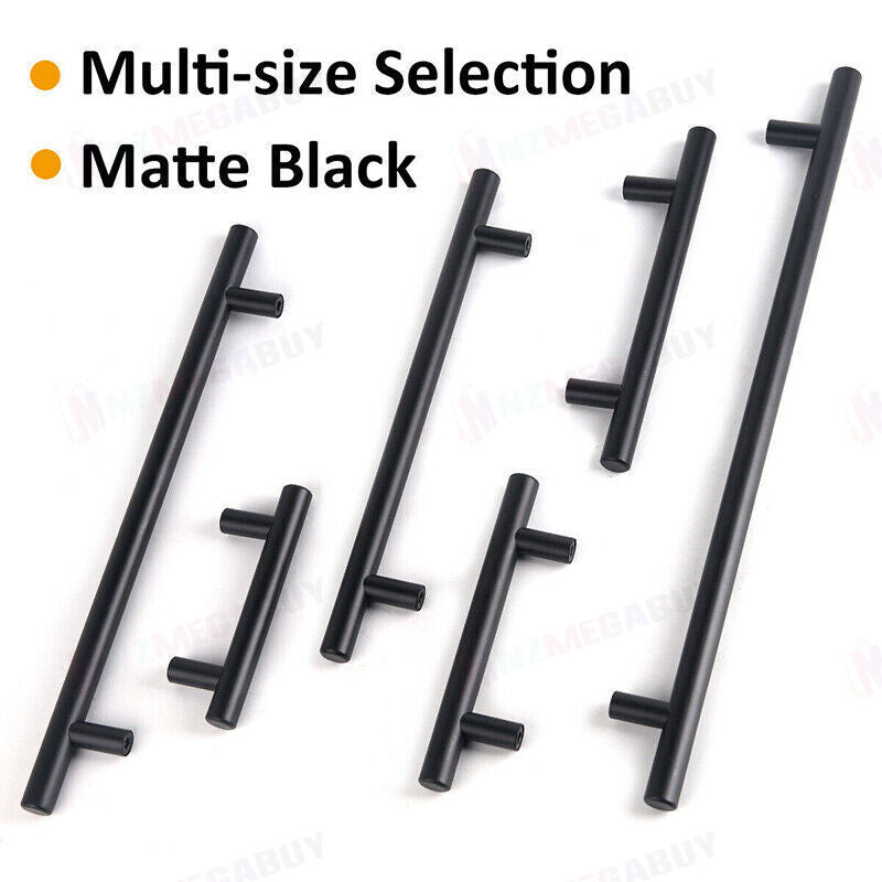 Kitchen Cabinet Door Handles Matte Black Stainless Steel Door Drawer Pull T Bar*Black   8 Sizes