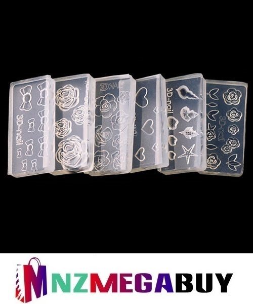 6 x Clear 3D Acrylic Crystal Mold For Nail Art DIY