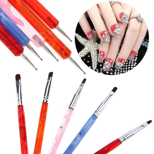 Nail brush pen, nail arts, 5pc Dual-Use Acrylic DIY Painting Dotting UV Gel pen