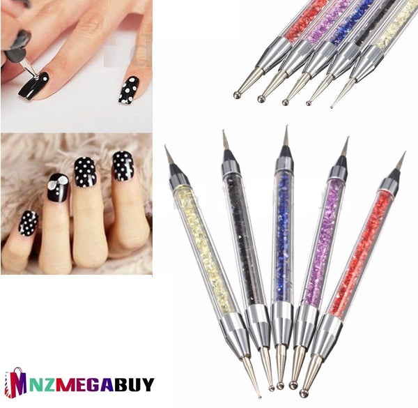 5Pcs 2 Ways Design Crystal Nail Art Dotting Pen*Nail Acc-- Dotting Crystal 1300 "