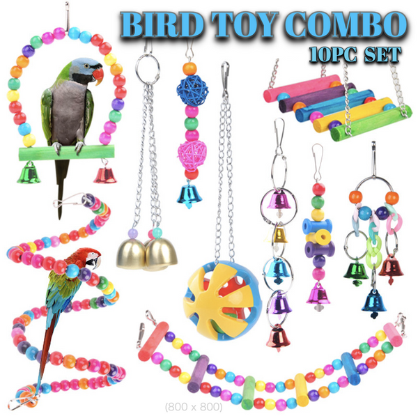 Bird toys parrot toys hanging swing ladder 10PC combo