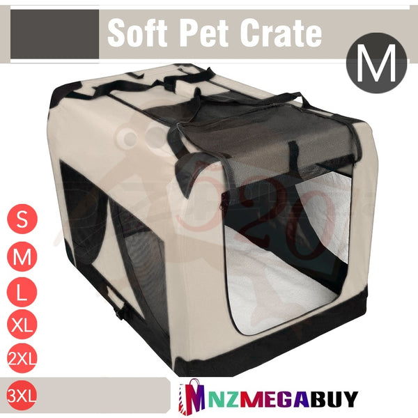 LOVEPET® Beige Dog Travel Cage Collapsible Dog Pet Soft Crate Travel *5 Sizes