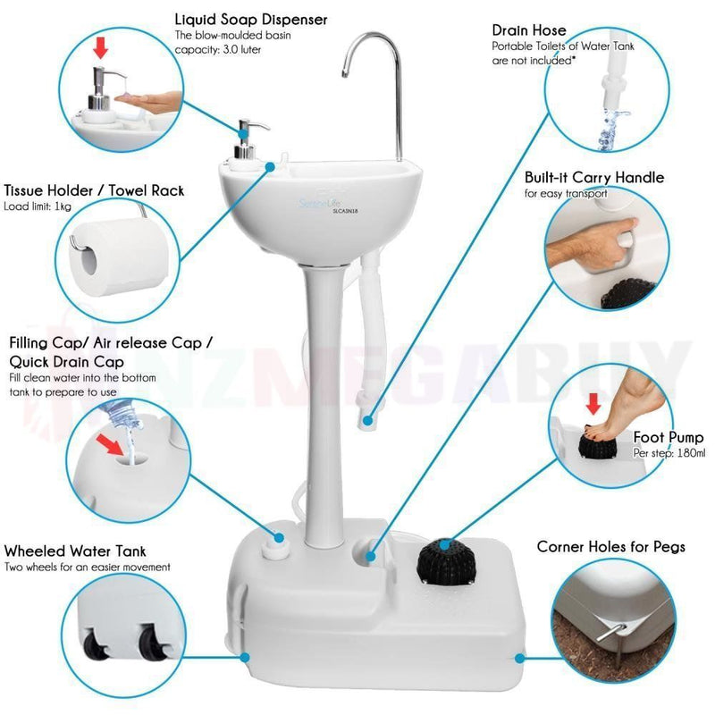 Camping Portable Sink Wash Stand with Water Tank
