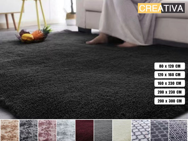 Shaggy carpet rug Black *4 Sizes