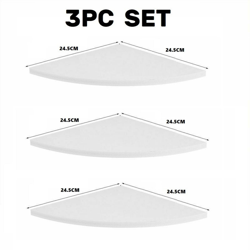 3Pcs Corner Shelf Floating Wall Mount Holder Storage Rack Display Decor *White