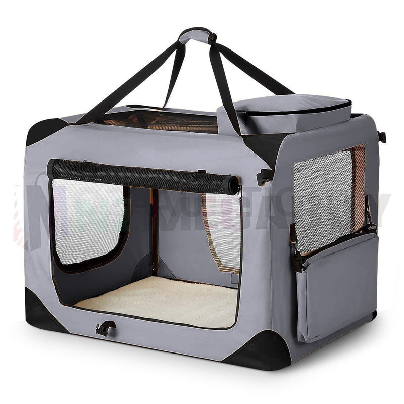 Collapsible Soft  Dog Crate cage Travel *Grey* 6 Sizes