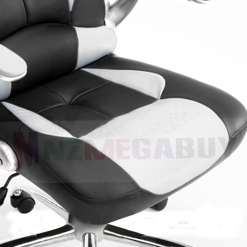 Premium PU Faux Leather Gaming Office Chair Black/White