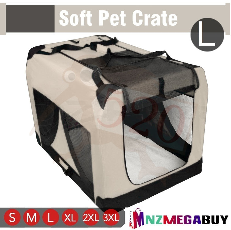LOVEPET® Beige Dog Travel Cage Collapsible Dog Pet Soft Crate Travel *5 Sizes