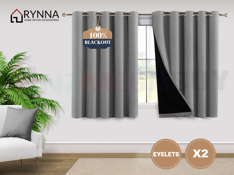 100% Blockout Curtain Eyelet  2PC Dove Grey * Sizes