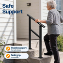 nzmegabuy black adjustable outdoor handrail providing support for an elderly woman walking up concrete steps