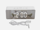 Digital Led Mirror Desk Alarm Clock Table Temperature Time Snooze USB Battery
