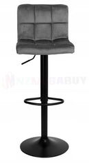 2x Velvet Bar Stools NOEL Kitchen Chairs Swivel Bar Stool Gas Lift Grey