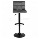 nzmegabuy grey velvet bar stool with a tufted seat, swivel function, and adjustable black metal gas lift base
