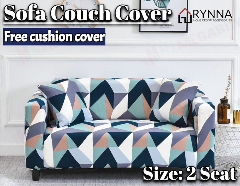 Stretch Sofa Cover Loung Couch Removable Slipcover 1/2/3/4Seater+1 Cushion Cover * Color Pattern *4 Sizes