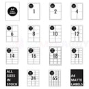 100x A4 Self Adhesive Address Labels Laser Inkjet Print Stickers - 40 label/page