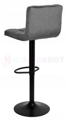 2x Velvet Bar Stools NOEL Kitchen Chairs Swivel Bar Stool Gas Lift Grey