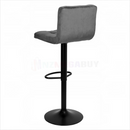 nzmegabuy grey velvet bar stool with a black swivel base, adjustable gas lift, and comfortable padded seat.