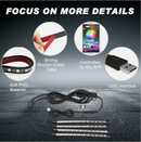 4X 12LED Car Interior Footwell RGB Bluetooth Phone LED Light Strip USB APP