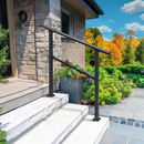 nzmegabuy black adjustable outdoor step handrail for 2-3 stairs installed on a stone porch entrance