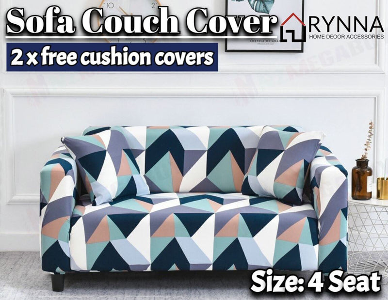 Stretch Sofa Cover Loung Couch Removable Slipcover 1/2/3/4Seater+1 Cushion Cover * Color Pattern *4 Sizes