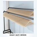 nzmegabuy black metal double clothes rack with two rows of wooden hangers for organized garment storage