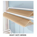 nzmegabuy white metal double clothes rack featuring two hanging rails filled with wooden hangers for garment storage