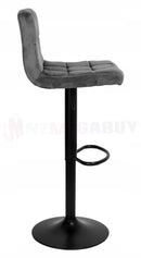 2x Velvet Bar Stools NOEL Kitchen Chairs Swivel Bar Stool Gas Lift Grey
