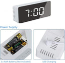 Digital Led Mirror Desk Alarm Clock Table Temperature Time Snooze USB Battery