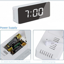 nzmegabuy digital LED mirror alarm clock with temperature display, showing battery and USB power options
