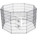 nzmegabuy 6-panel black powder-coated steel dog playpen with a secure locking door for indoor and outdoor pet use