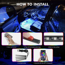 4X 12LED Car Interior Footwell RGB Bluetooth Phone LED Light Strip USB APP