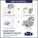 nzmegabuy four-piece floral stretch recliner chair cover installation guide showing step-by-step assembly