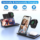 nzmegabuy black 3-in-1 wireless charging station for iPhone, Apple Watch, and AirPods with vertical and horizontal view