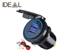 USB Car Charger Dual QC3.0+ PD Port With Voltmeter Outlet Socket for 12V Boat RV * 2 Colors