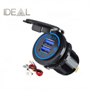 nzmegabuy dual USB QC3.0 car charger socket with blue LED light, touch switch, and protective dust-proof cover