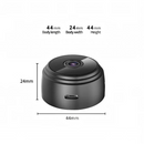 nzmegabuy black mini 1080P WiFi security camera with dimensions shown for compact indoor surveillance