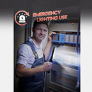 nzmegabuy USB rechargeable COB LED work light held by a technician inspecting electrical equipment in a dark space