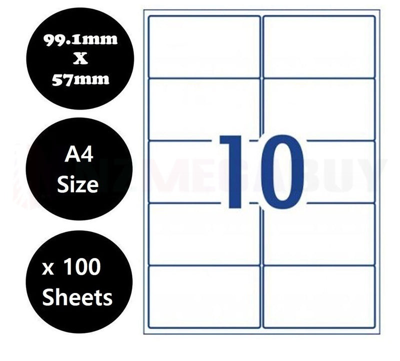 100x A4 Labels Sticker Paper Mailing Address Office Laser Inkjet (9 Patterns)