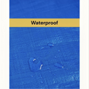nzmegabuy heavy duty blue tarp mattress storage bag material showing waterproof surface with water droplets
