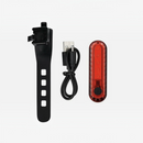 nzmegabuy USB rechargeable red LED bicycle tail light with black silicone mounting strap and charging cable