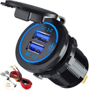 USB Car Charger Dual QC3.0+ PD Port With Voltmeter Outlet Socket for 12V Boat RV * 2 Colors