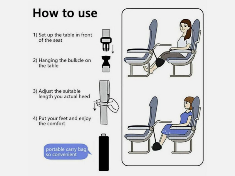 Travel Foot Rest Footrest Leg Pillow Airplane Flight Foam Cushion Sling Hammock