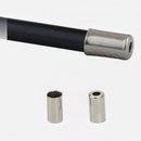 nzmegabuy 100-pack of 5mm metal bike cable housing end caps attached to a brake cable and shown as individual pieces.