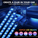 4X 12LED Car Interior Footwell RGB Bluetooth Phone LED Light Strip USB APP