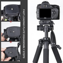 nzmegabuy ZOMEI 55-inch aluminium camera tripod with 3-way pan head, quick-release plate, and DSLR camera mounted