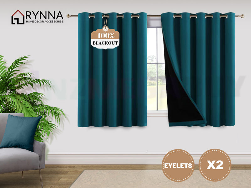 100% Blockout Curtain Eyelet  2PC Dark Teal * 4 Sizes