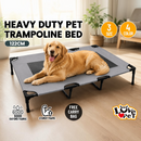 nzmegabuy grey heavy duty elevated dog bed with a golden retriever resting on it in a bright living room