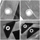 nzmegabuy heavy-duty 160gsm tarpaulin showing reinforced corners, aluminium eyelets, and durable polyethylene texture.