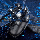 nzmegabuy 7D electric head shaver with waterproof rotary blades being rinsed under running water on a dark surface