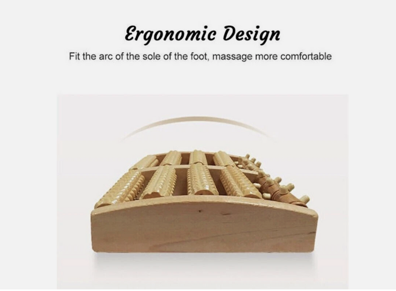 LARGE Wooden Foot Pain Massager 5 Roller Care Reflexology Relax Stress Relief